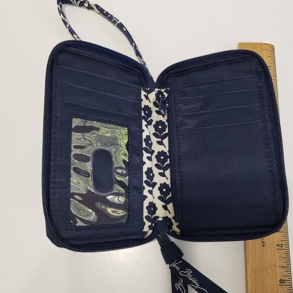 Vera Bradley Woman's Small Wallet / Wristlet, Navy and White, Approx. 6 x 3 - Picture 3 of 6